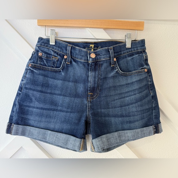 7 For All Mankind Dark Blue Jean Shorts - Picture 1 of 12